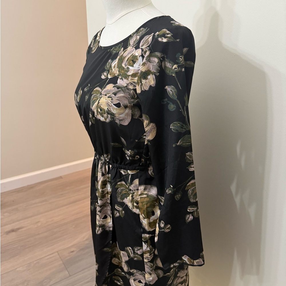 J. Crew Black Floral Long Sleeve Dress - Picture 5 of 8